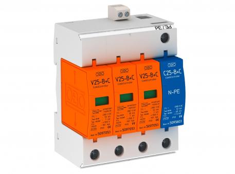 Combination arrester V25, 1-pole + NPE 280 V with remote signalling