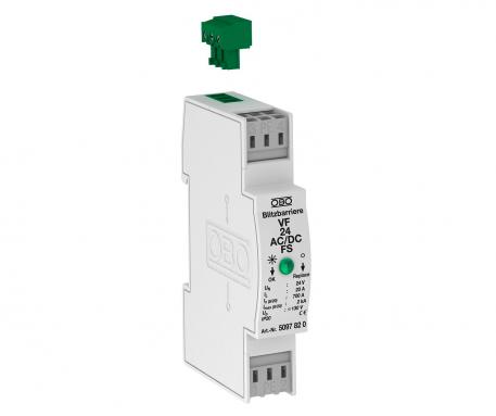 MCR protection for 2-pole power supply with remote signalling, 24 V AC/DC