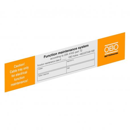 Identification plate for cable system English