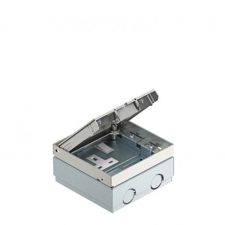 UDHOME2 floor socket, with stainless steel cover, equipped